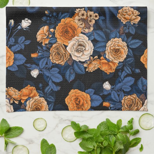 Versteckt in den Rose, orange und blau Geschirrtuch (Gefaltet)