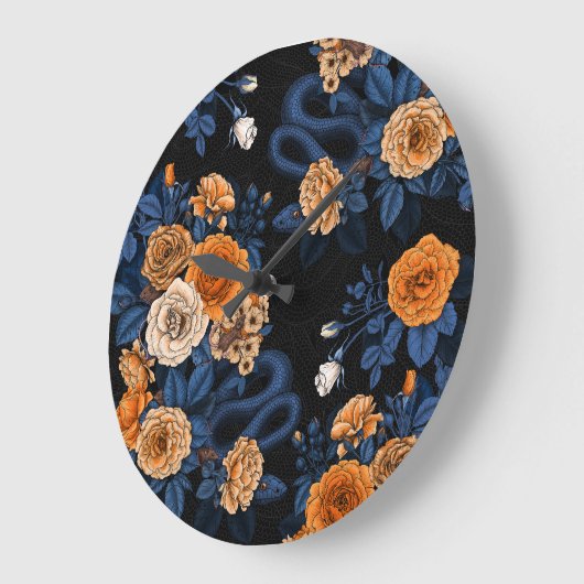 Versteckt in den Rose, orange und blau Große Wanduhr (Winkel)