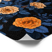 Versteckt in den Rose, orange und blau Poster (Ecke)