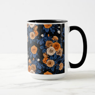 Versteckt in den Rose, orange und blau Tasse