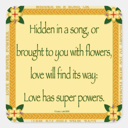 Versteckt in einem Liedsticker Quadratischer Aufkleber (Vorderseite)