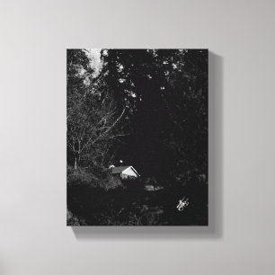Versteckte Haus Dunkle Fotografie mit Laubwerk Leinwanddruck
