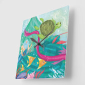 Versteckte Ozeanschätze Quadratische Wanduhr (Winkel)