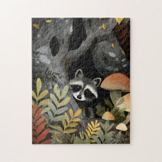 versteckte Raccoon Whimsical Illustration Puzzle