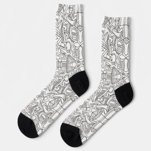 Versteckte Schätze Schwarz und Weiß, modern geomet Socken (Linkes Detail)