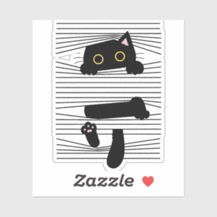 Versteckte schwarze Katze Süß Lustig Minimalistisc Aufkleber