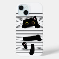 Versteckte schwarze Katze Süß Lustig Minimalistisc