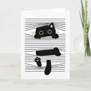 Versteckte schwarze Katze Süß Lustig Minimalistisc Karte