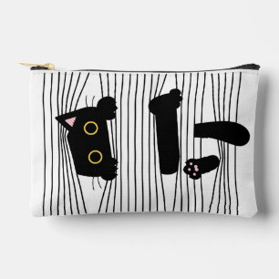 Versteckte schwarze Katze Süß Lustig Minimalistisc Zubehörtasche