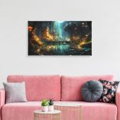 Versteckte Waldstadt im Mondschein Leinwanddruck (Insitu (Wohnzimmer))