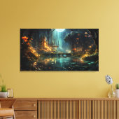 Versteckte Waldstadt im Mondschein Leinwanddruck (Insitu (Wohnzimmer))