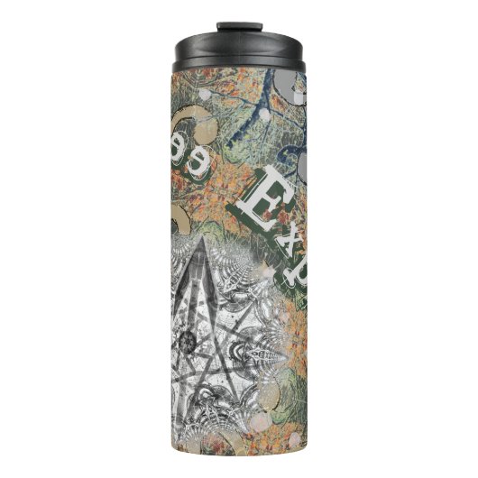 Versteckte zarte Camouflage und Ihr Text Thermosbecher (Vorderseite)