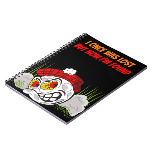 Versteckter Cartoon Golf Ball mit lustigem Zitat,  Notizblock (Linke Seite)
