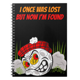 Versteckter Cartoon Golf Ball mit lustigem Zitat,  Notizblock