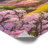 Versteckter Holzschrein inmitten von Blüten Poster (Ecke)