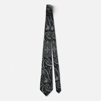 Versteckter Schädel & Wirbelsäule Paisley | Silber Krawatte