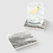 Versteckter See Glacier Nationalpark Schwarz & Wei Steinuntersetzer (Seitenansicht)