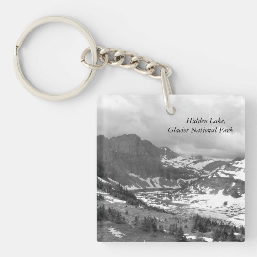 Versteckter See Glacier Nationalpark Schwarz-weiß Schlüsselanhänger (Vorderseite)