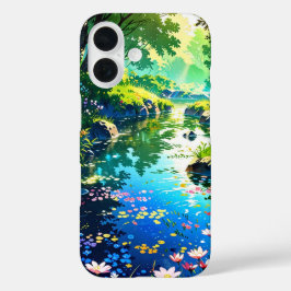 Versteckter Spring Pond - Anime Landschaft iPhone 16 Hülle