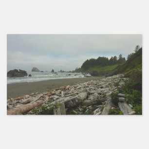 Versteckter Strand I im Redwood-Nationalpark Rechteckiger Aufkleber