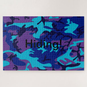 Versteckter Text Dunkelblau Lila Camouflage Puzzle
