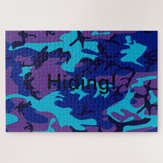 Versteckter Text Dunkelblau Lila Camouflage Puzzle (Horizontal)