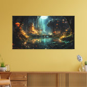 Versteckter Waldtempel im Mondlicht Leinwanddruck (Insitu (Wohnzimmer))