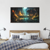 Versteckter Waldtempel im Mondlicht Leinwanddruck (Insitu (Schlafzimmer))