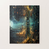 Versteckter Waldtempel im Mondlicht Puzzle (Vertikal)