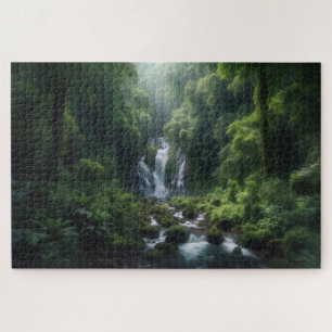 Versteckter Wasserfall - atemberaubende Landschaft Puzzle