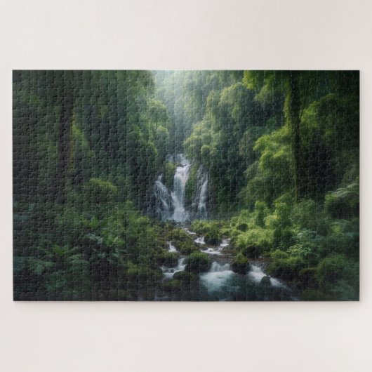 Versteckter Wasserfall - atemberaubende Landschaft Puzzle (Horizontal)