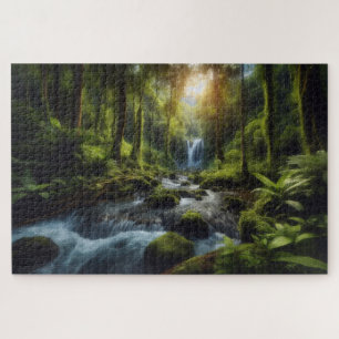 Versteckter Wasserfall - atemberaubende Landschaft Puzzle
