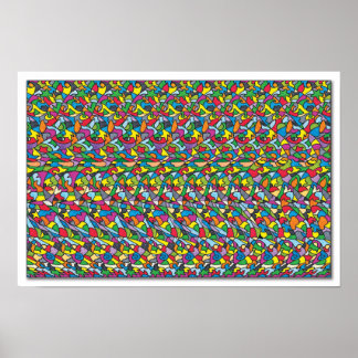 Verstecktes 3D-Stereogramm-Poster - läuft kostenlo Poster