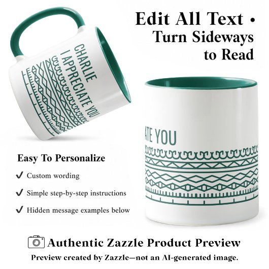 Verstecktes Botschaft Muster, Personalisiertes Abs Tasse