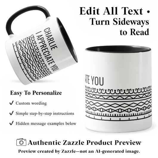 Verstecktes Botschaftermuster, Personalisiertes Ab Tasse