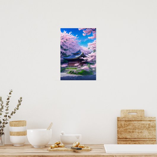 Verstecktes Heiligtum, Kirschbrlossom-Schrein Poster (Küche)