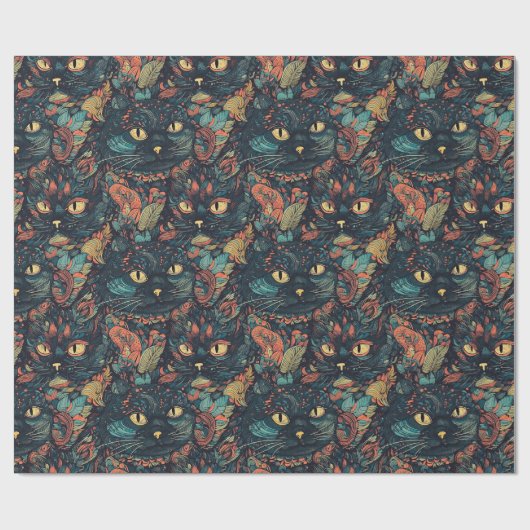 verstecktes Katzenmuster Geschenkpapier (Flach)