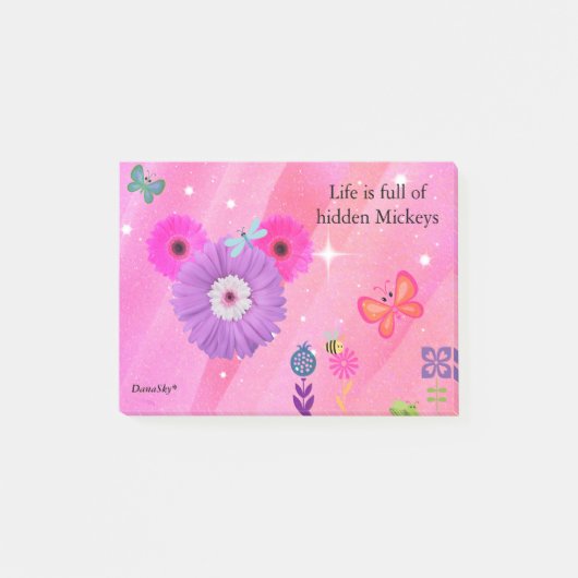 VERSTECKTES MICKEY Frühlings-Blume POST-IT Post-it Klebezettel (Vorderseite)