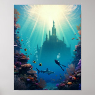 verstecktes Unterwasserschloss Poster