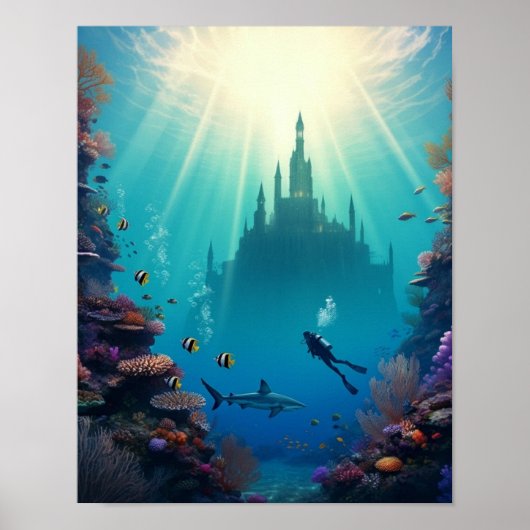 verstecktes Unterwasserschloss Poster (Vorne)