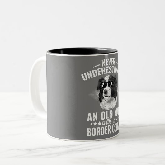 Verstehen Sie nie einen alten Mann mit einer Grenz Zweifarbige Tasse (Vorderseite Links)