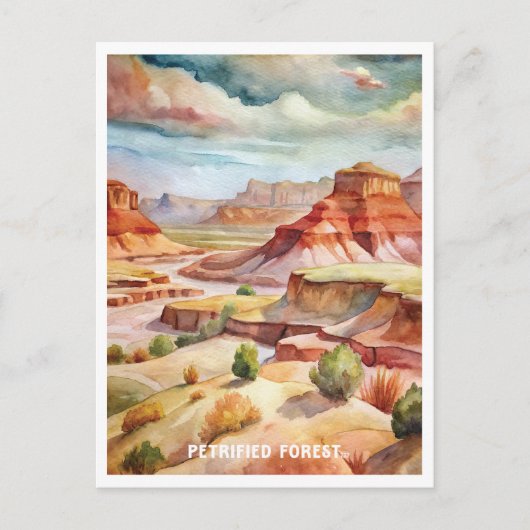 Versteinerte Forest National Park Wasserfarben Mal Postkarte (Vorderseite)