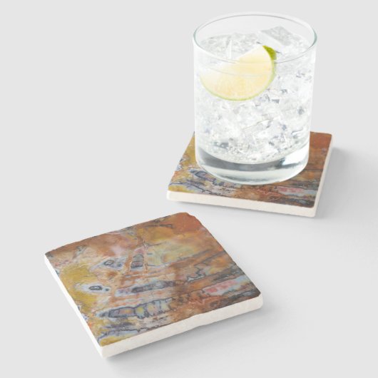 Versteinerte Holzbraun Steinuntersetzer (Seitenansicht)