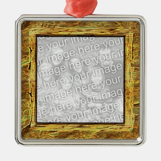 Versteinerte Holzrahmen Ornament Aus Metall (Vorne)