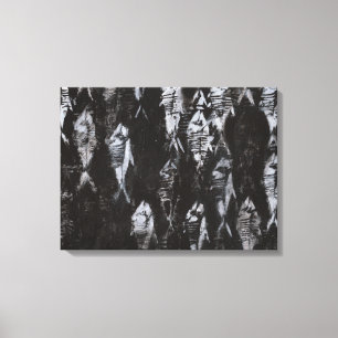 Versteinerte weiße Fische auf schwarzem Leinwanddruck