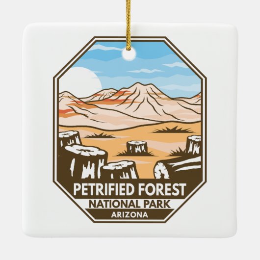 Versteinerter Wald Nationalpark Minimal Retro Keramikornament (Rückseite)
