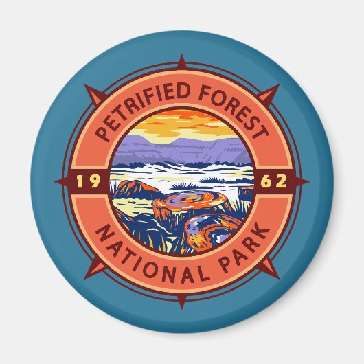 Versteinerter Wald Nationalpark Retro Kompass Magnet (Vorne)