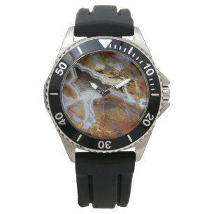 Versteinertes Holz mit Kristallen Armbanduhr