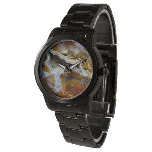 Versteinertes Holz mit Kristallen Armbanduhr