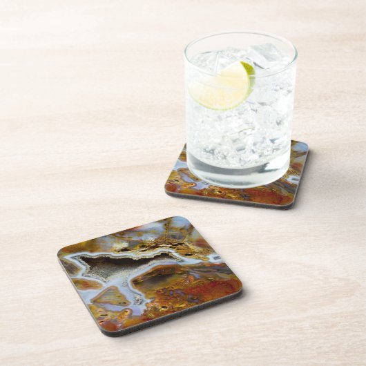 Versteinertes Holz mit Kristallen Getränkeuntersetzer (Rechte Seite)